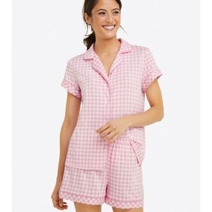 Draper James Sara Pajama Top in Light Pink Gingham - Size Medium